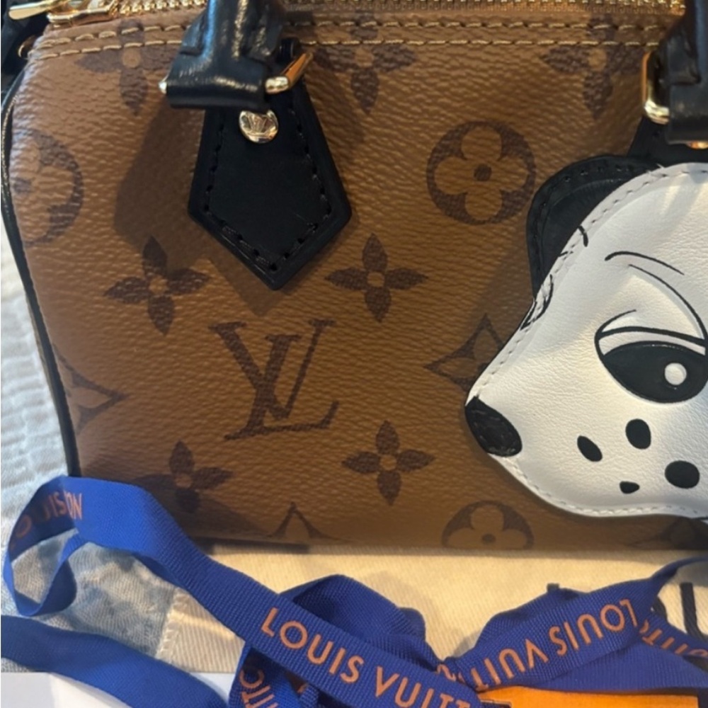 Louis Vuitton Tan and Black Monogram Mini Speedy  Bag NEW